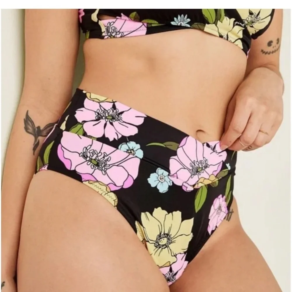 2pcs Swim Bikini Set Victoria's Secret Floral Retro Ultimate Gym Pinup PINK XL/L
